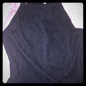 Cute Black Lace Halter Mini Dress